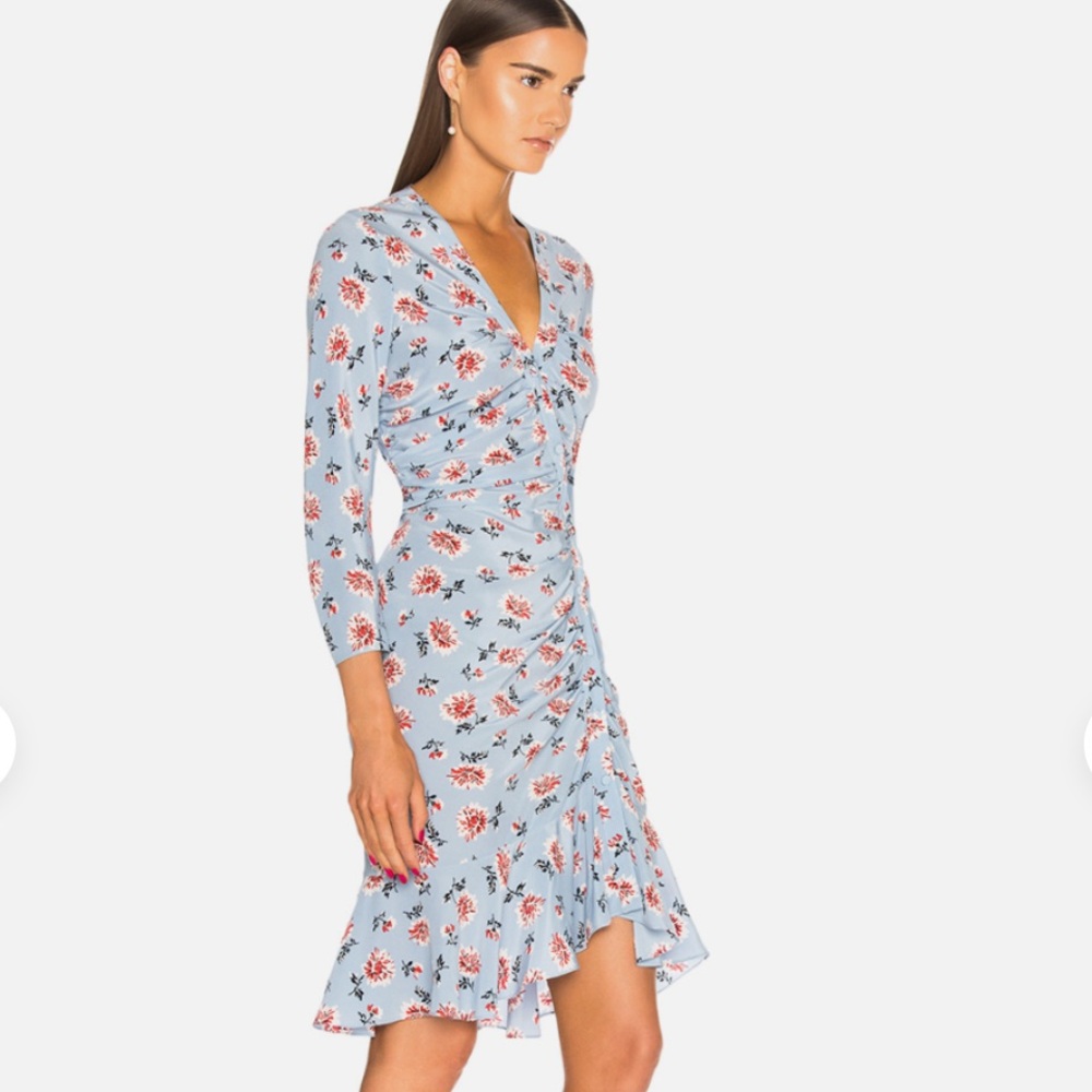 NWT Veronica Beard Rowe Dress Sky Blue Floral Silk Dress - Size 4